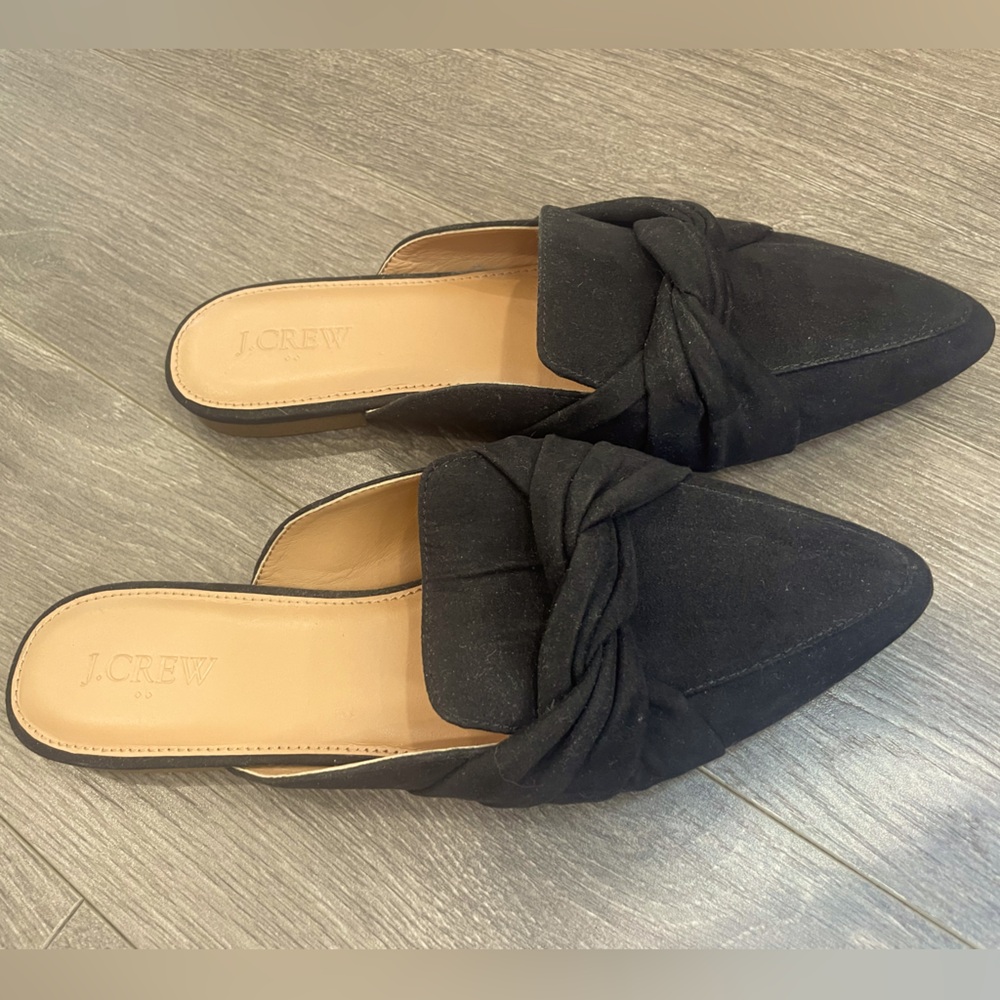 NEW J. Crew Black Mule Slides w/ a Twist / size 7